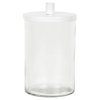 Holder i glas med lg <br><br> til kertelys <br><br> hvid <br><br>