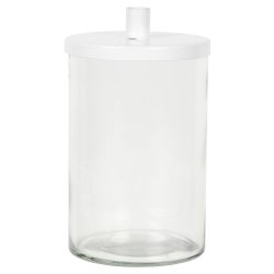 Holder i glas med lg <br><br> til kertelys <br><br> hvid <br><br>