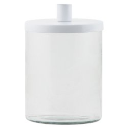 Holder i glas med lg <br><br> til bedelys <br><br> hvid <br><br>