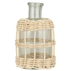 Apotekerglas m. rattanflet <br><br> mundblst  <br><br> til bedelys