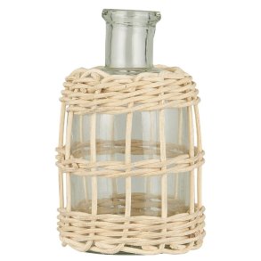 Apotekerglas m. rattanflet <br><br> mundblst  <br><br> til bedelys