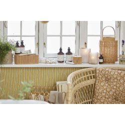 Apotekerglas m. rattanflet <br><br> mundblst  <br><br> til bedelys