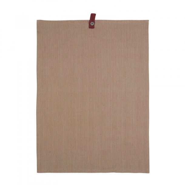 Charlie viskestykke <br><br> 50 x 70 cm <br><br> beige m. rde striber