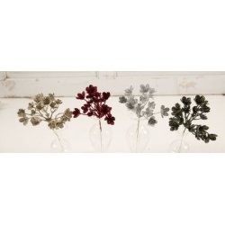 Deko blomst <br><br> glitter slv <br><br> bundt m. 6 stk