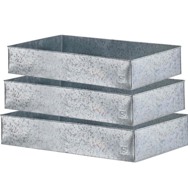 Rektangulr plantebakke <br><br> galvaniseret <br><br> Large - L58,5 x B34 x H10 cm