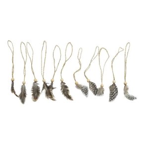 Fjer m. snor <br><br> 6 stk. i pose assorteret <br><br>