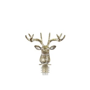 Flaskeprop med kronhjort <br><br> antique messing <br><br>