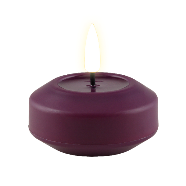 LED Flydelys / Udend�rs fyrfadslys <br><br> 2 stk <br><br> Violet <br><br>m. timer  