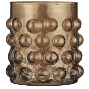 Fyrfadstage / vase m. bobler <br><br> brun <br><br> h 10 cm <br><br>  RESTSALG <br><br>