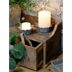 Lysestage til bloklys / fyrfadslys <br><br> H5/L7,5/B6 cm <br><br> antique zink <br><br>