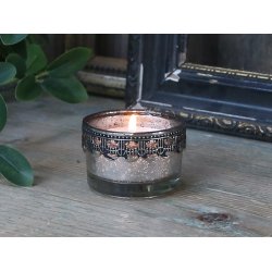 Fyrfadsstage <br><br> m. s�lv dekoration