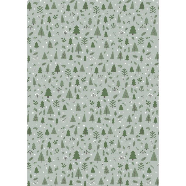 Gavepapir <br><br> Grn juleskov <br><br> 5 m pr. rulle