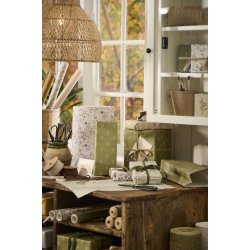 Gavepapir <br><br> Grn m/ bladmnster <br><br> 5 m pr. rulle <br><br>