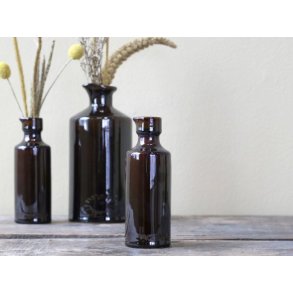 Gl. fransk flaske <br><br> H14,5/�5 cm <br><br> antique mocca