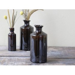 Gl. fransk flaske <br><br> H19/9 cm <br><br> antique mocca