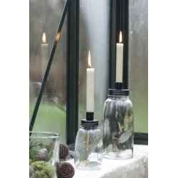 Glas stage med metall�g <br><br> til bedelys <br><br> Sort <br><br> 