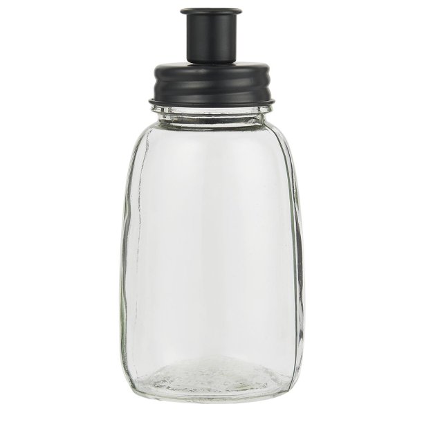 Glas stage med metall�g <br><br> til bedelys <br><br> Sort <br><br> 