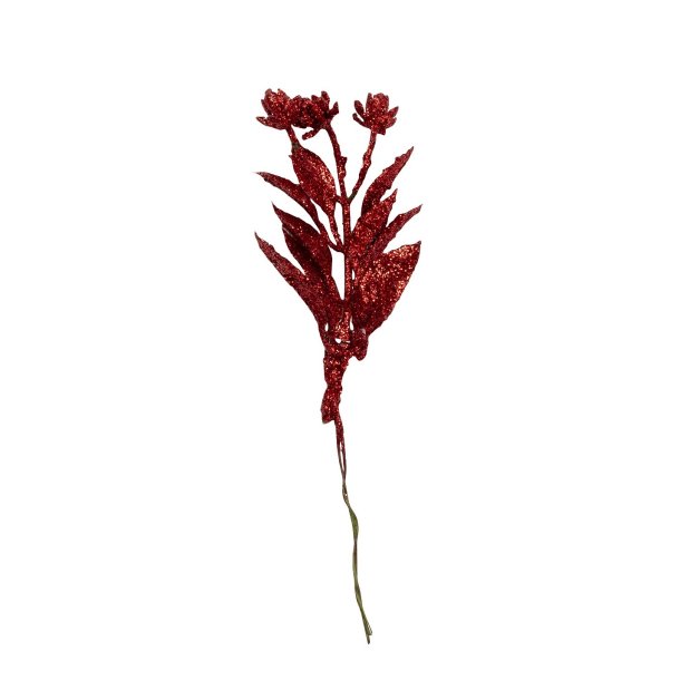 Deko blomst <br><br> glitter r�d <br><br> 