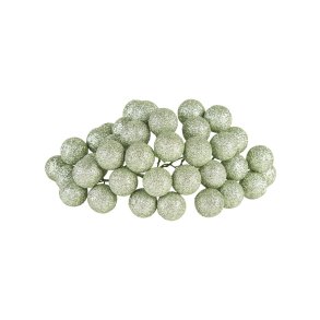 Glitter kugler p� tr�d <br><br> gr�n <br><br> 3 cm <br><br> 6 stk. i ps <br><br>