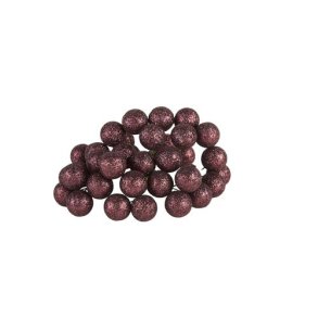 Glitter kugler p� tr�d <br><br> bordeaux <br><br> 2 cm <br><br> 12 stk. i ps <br><br>