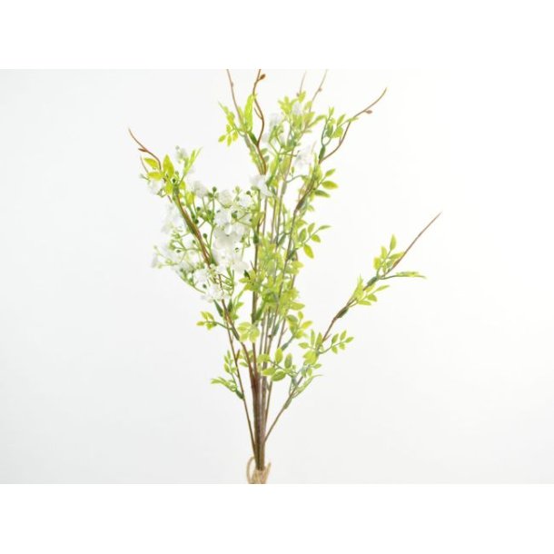 Gren m. hvide blomster <br><br> L 63 cm