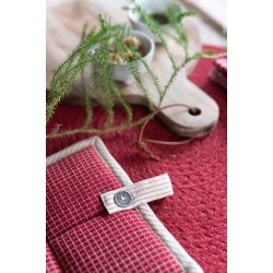 Rasmus grydelapper <br><br> 2 stk <br><br> rd m. tern og beige kant