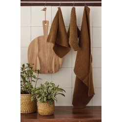 Grydelapper <br><br> Strikket - dobbeltgarn <br><br> 22 x 22 cm <br><br> Cognac <br><br>