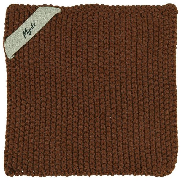 Grydelapper <br><br> Strikket - dobbeltgarn <br><br> 22 x 22 cm <br><br> Cognac <br><br>
