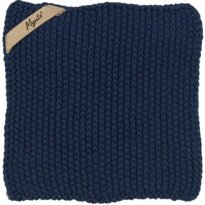 Grydelapper <br><br> Strikket - dobbeltgarn <br><br> 22 x 22 cm <br><br> Midnight blue <br><br>