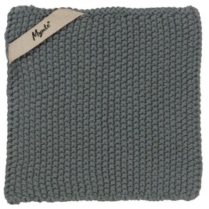 Grydelapper <br><br> Strikket - dobbeltgarn <br><br> 22 x 22 cm <br><br> Mosgr�n <br><br>