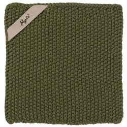 Grydelapper <br><br> Strikket - dobbeltgarn <br><br> 22 x 22 cm <br><br> Olivengr�n <br><br>