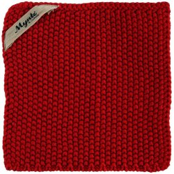 Grydelapper <br><br> Strikket - dobbeltgarn <br><br> 22 x 22 cm <br><br> Strawberry <br><br>