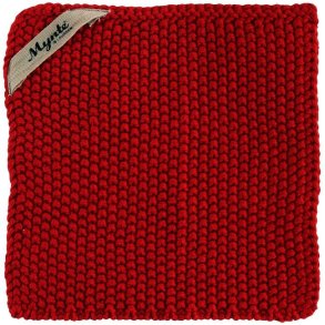Grydelapper <br><br> Strikket - dobbeltgarn <br><br> 22 x 22 cm <br><br> Strawberry <br><br>