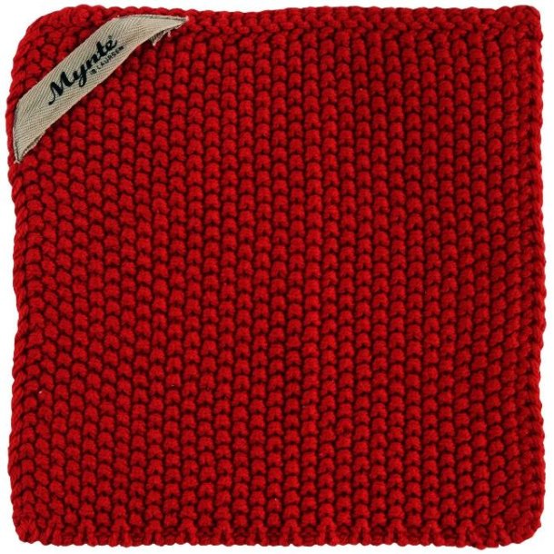 Grydelapper <br><br> Strikket - dobbeltgarn <br><br> 22 x 22 cm <br><br> Strawberry <br><br>
