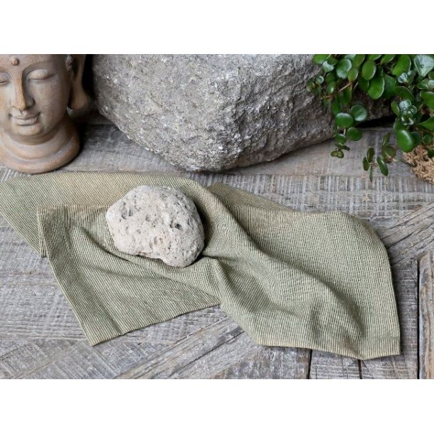 Stofserviet / mini hndklde <br><br> 32 x 32 cm <br><br> Oliven m. striber <br><br>