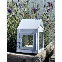 Hnge lanterne m/wire <br><br> 8 x 8 x 12 cm <br><br> Hvid