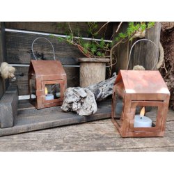 Hnge lanterne m/wire <br><br> 8 x 8 x 12 cm <br><br> Kobber