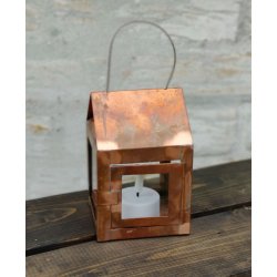 Hnge lanterne m/wire <br><br> 8 x 8 x 12 cm <br><br> Kobber