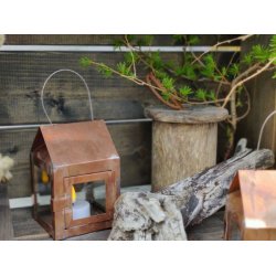 Hnge lanterne m/wire <br><br> 8 x 8 x 12 cm <br><br> Kobber
