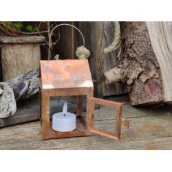 Hnge lanterne m/wire <br><br> 8 x 8 x 12 cm <br><br> Kobber