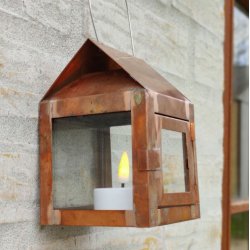 Hnge lanterne m/wire <br><br> 8 x 8 x 12 cm <br><br> Kobber