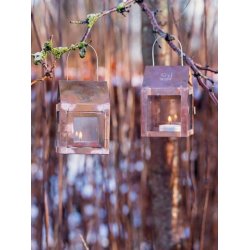 Hnge lanterne m/wire <br><br> 8 x 8 x 12 cm <br><br> Kobber