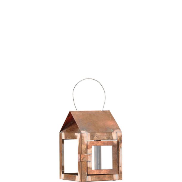Hnge lanterne m/wire <br><br> 8 x 8 x 12 cm <br><br> Kobber