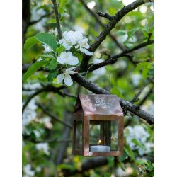Hnge lanterne m/wire <br><br> 8 x 8 x 12 cm <br><br> Kobber