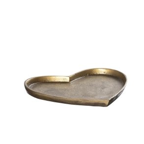 Alu hjerte fad  <br><br> guld look <br><br> Lille - 22 cm <br><br> 