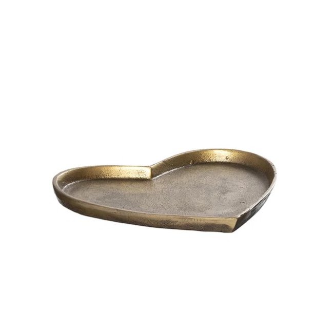 Alu hjerte fad  <br><br> guld look <br><br> Lille - 22 cm <br><br> 