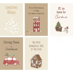 Julekort  | til-fra kort  <br><br> Dobbelte <br><br> My Nostalgic Christmas <br><br> 5 stk. i pose 
