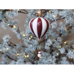 Julekugle <br> luftballon m. snemand <br><br> H14 cm <br><br> antique cherry