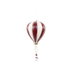 Julekugle <br> luftballon m. snemand <br><br> H14 cm <br><br> antique cherry