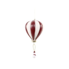 Julekugle <br> luftballon m. snemand <br><br> H14 cm <br><br> antique cherry